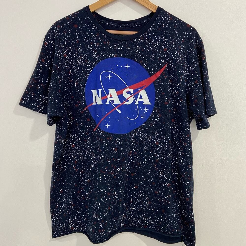 NASA Logo T-shirt Men's Size XL Buzz Aldrin Brand Splatter Print‎